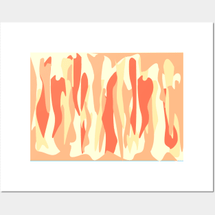 Orange Tone Abstract Camouflage Posters and Art